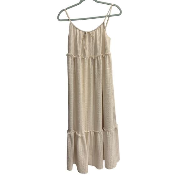 Cream Colored Tiered Sweet Midi Summer Sundress Festivals Boho *Medium* - Picture 1 of 3